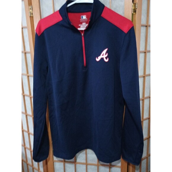 Vintage Atlanta Braves Blue & Red ¾-Zip Jacket – “A” Logo – Men’s Medium - Picture 2 of 8